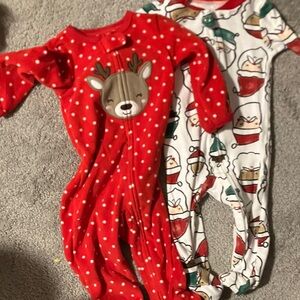 Carter's Red and White Reindeer and Santa Footies